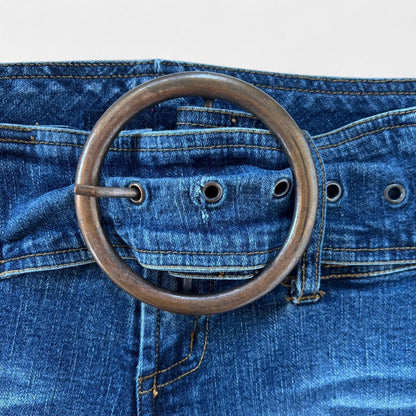 Y2K O-Ring Belted Low Rise Jeans (XS)