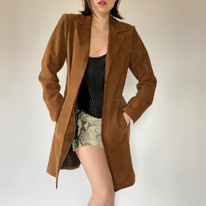 Genuine Suede Leather Coat (S)
