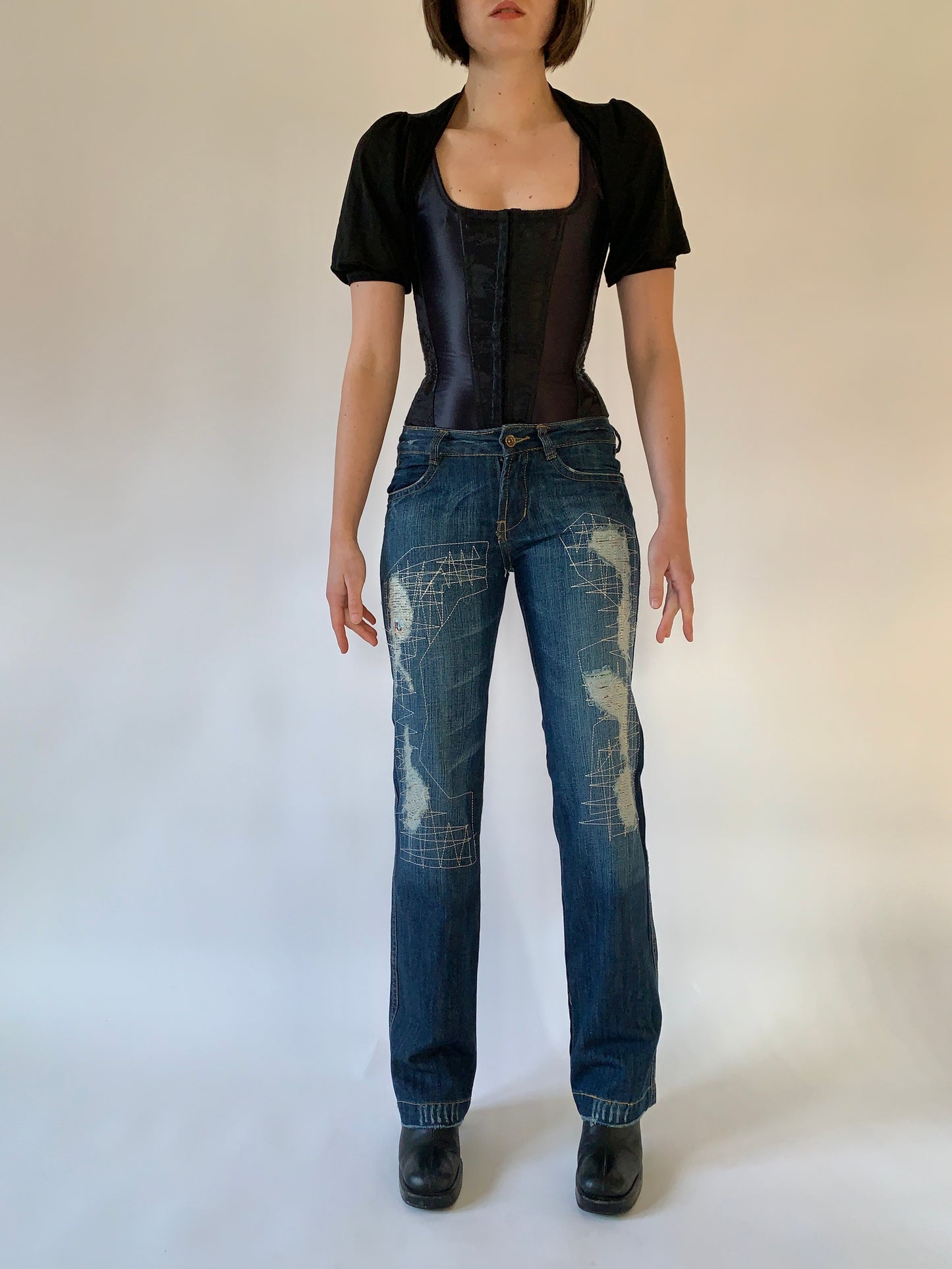 Y2K Distressed Jeans - XS