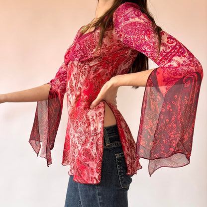 Y2K Bebe Paisley Whimsy Top (S)