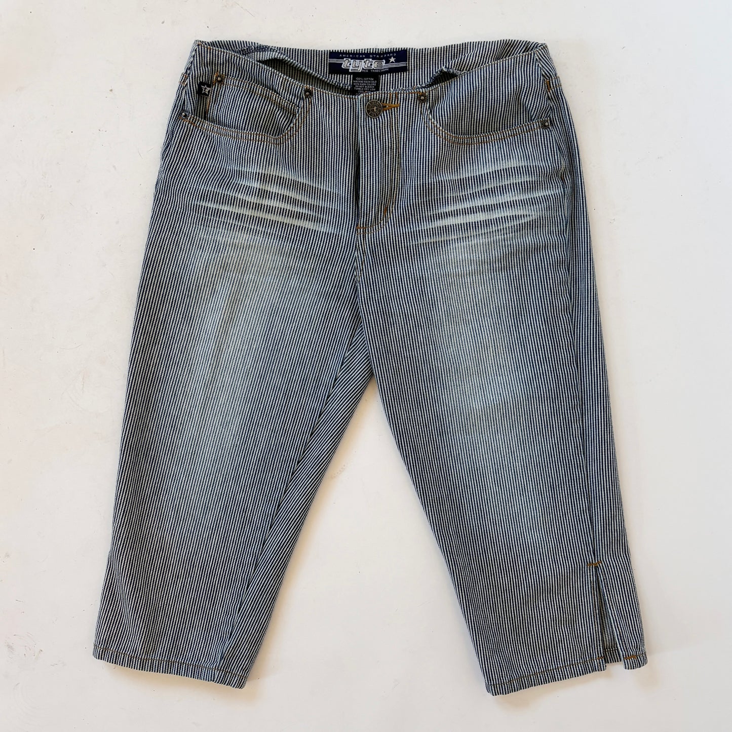 Y2K Pinstripe Denim Capris (XS)