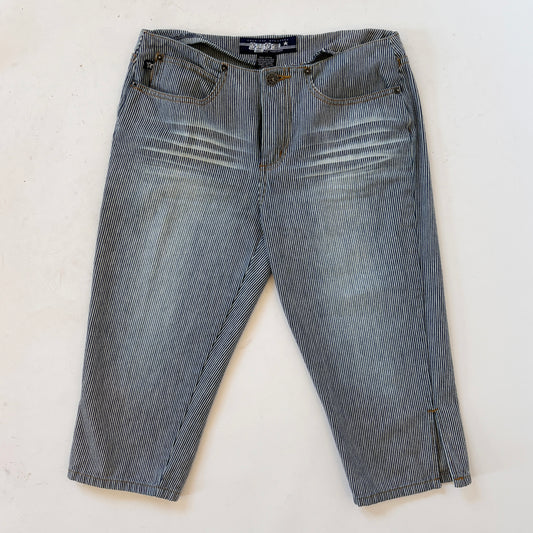 Y2K Pinstripe Denim Capris (XS)