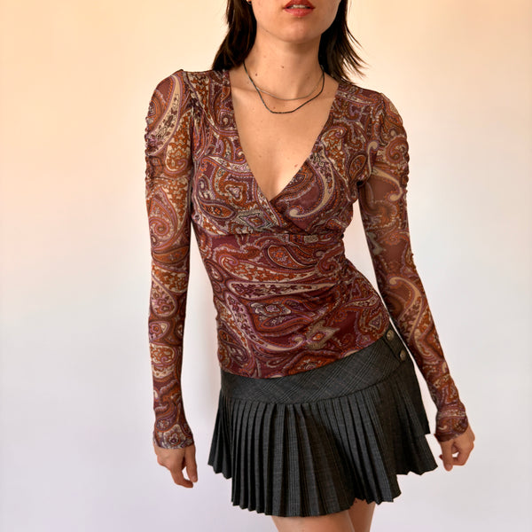 Y2K Mesh Paisley Top (XS)