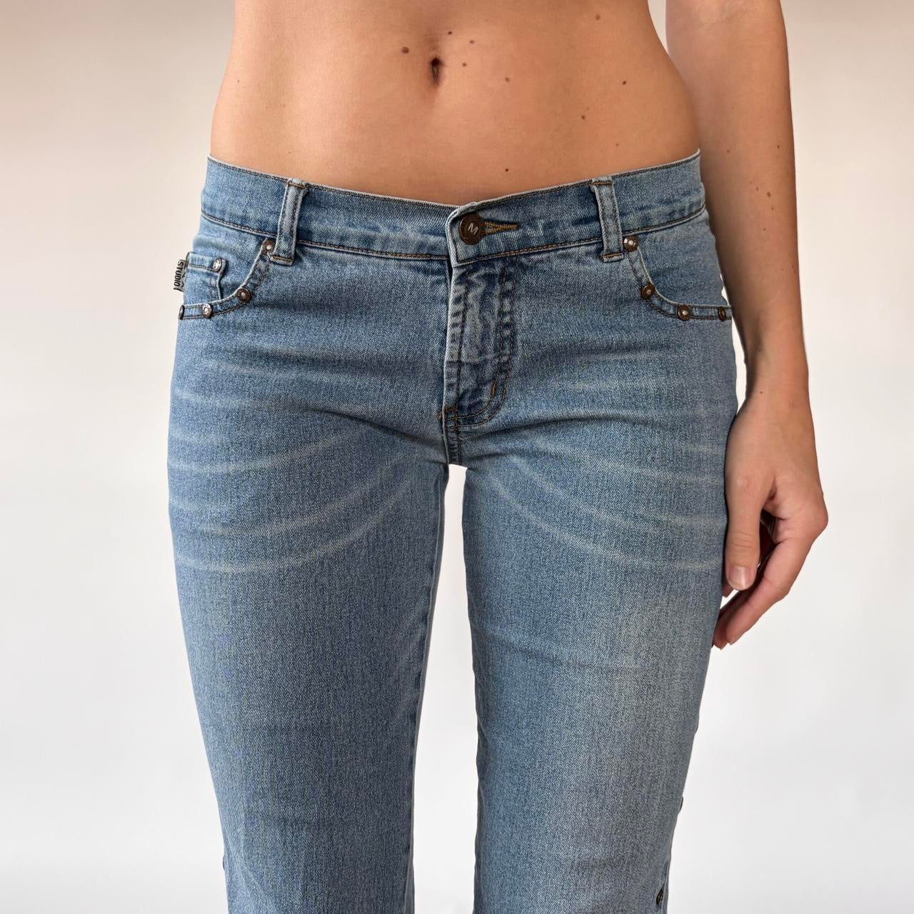Y2K Low Rise Rivet Studded Jeans (XS)