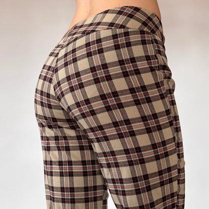 Y2K Plaid Flare Trousers (XS)