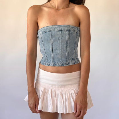 Y2K Denim Tube Top (XS)