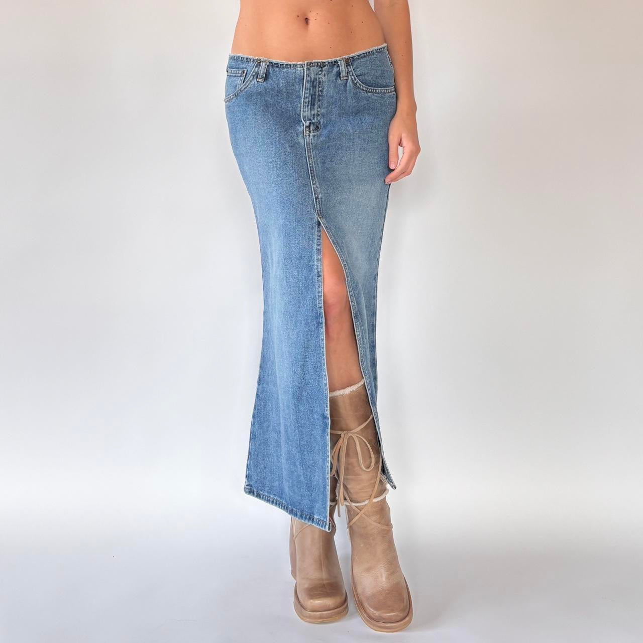 Y2K Deadstock Angels Denim Maxi Skirt (S/M)