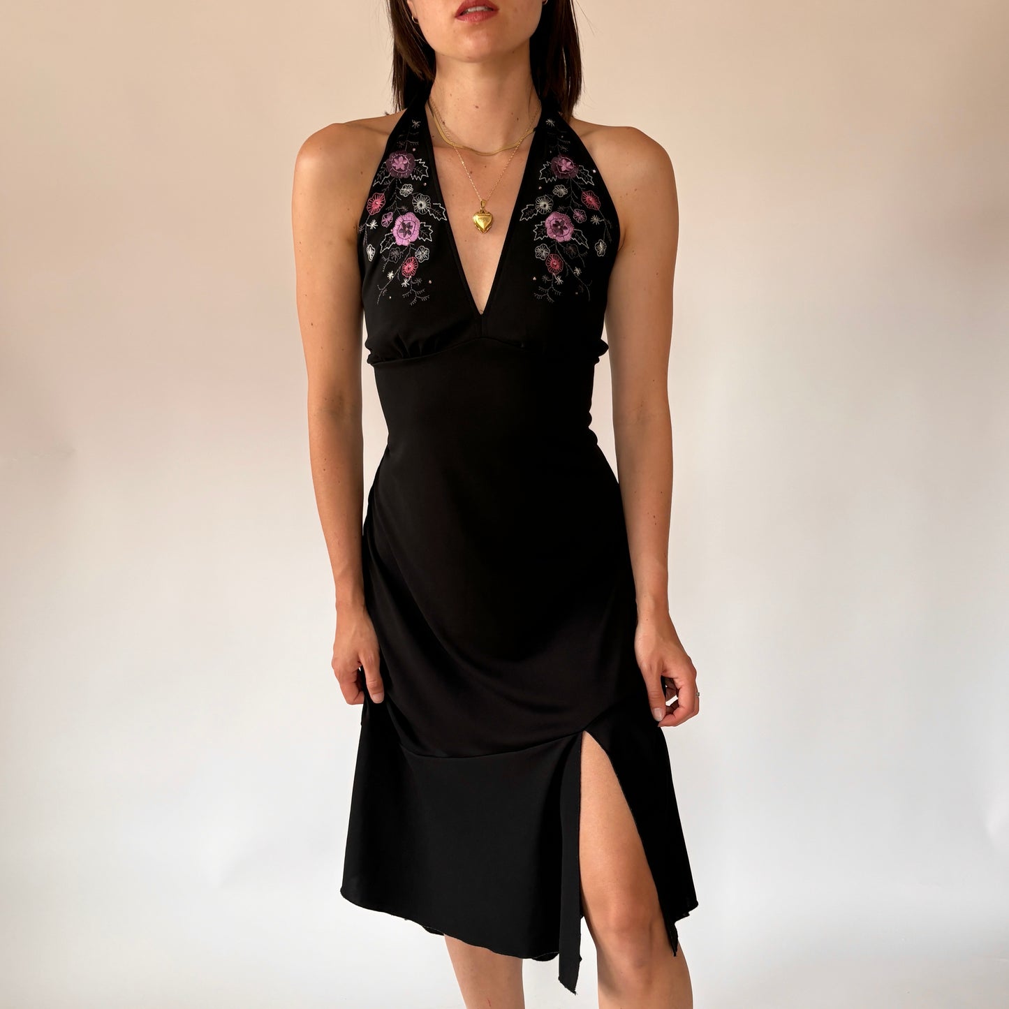 90s Flirty Halter Dress (M/L)