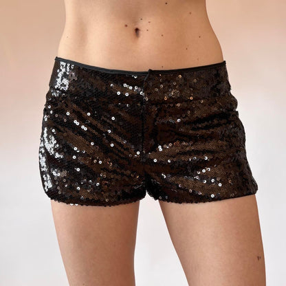 2000s Noir Sequin Low Rise Shorts (M)
