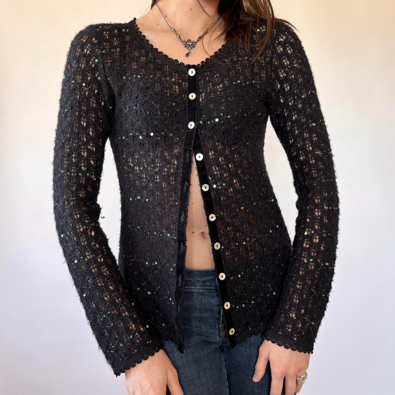 2000s Noir Sequin Cardigan (S)