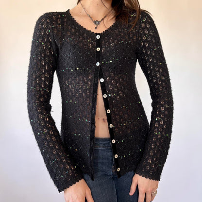 2000s Noir Sequin Cardigan (S)