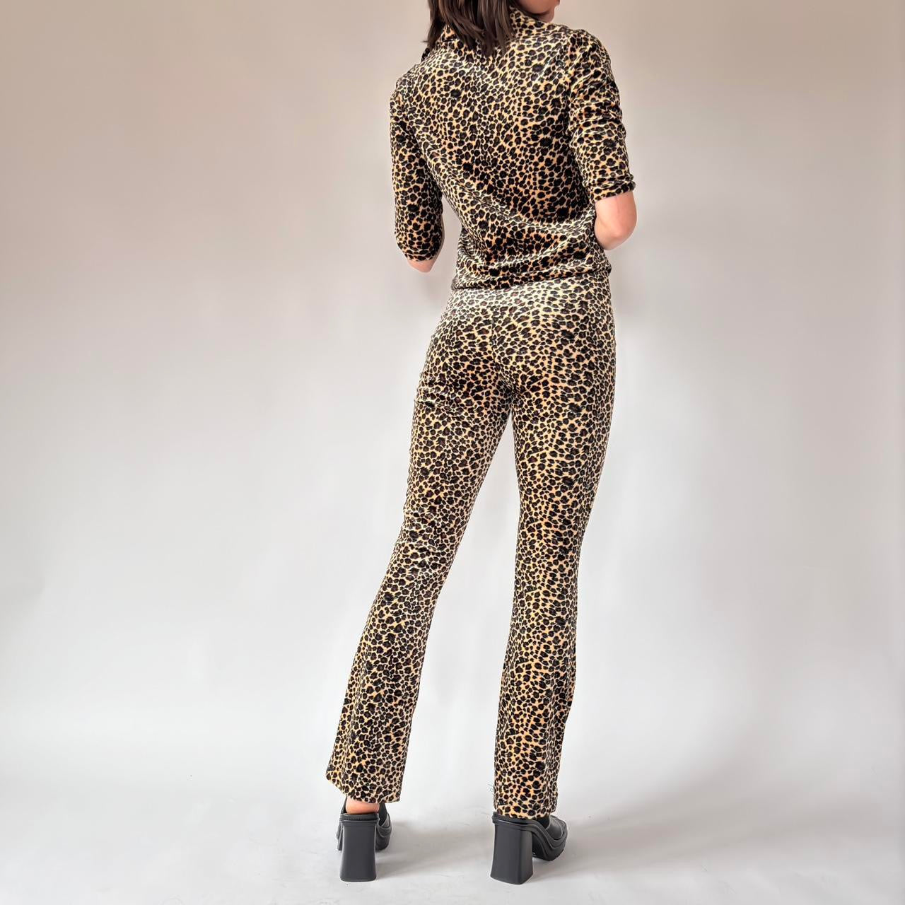 90s Leopard Velvet Two-Piece Set (S)