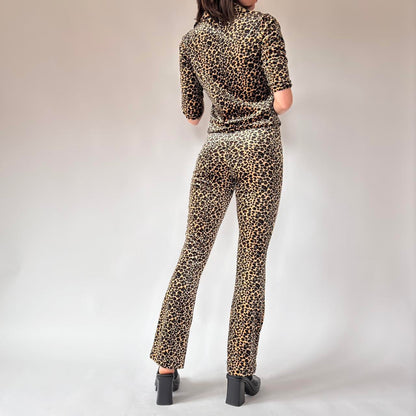 90s Leopard Velvet Two-Piece Set (S)