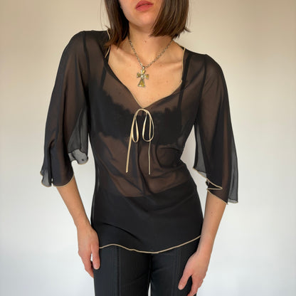 90s Sheer Flowy Top (M)