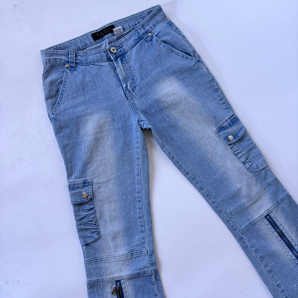 Y2K Cargo Zipper Jeans (S)