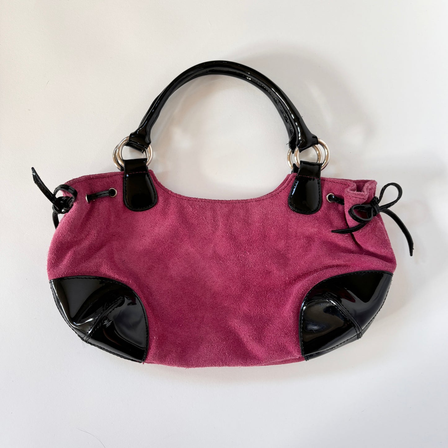 BCBG Pink Suede & Patent Shoulder Bag