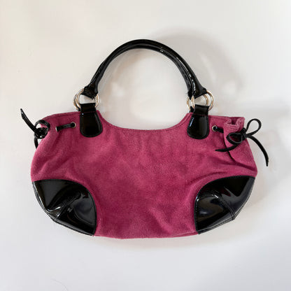 BCBG Pink Suede & Patent Shoulder Bag