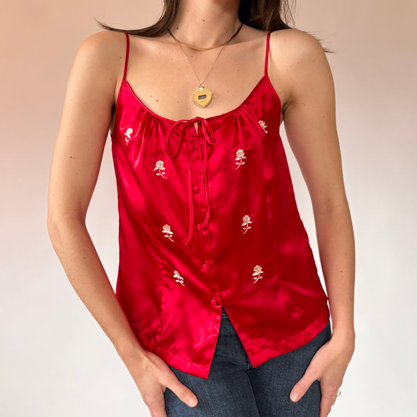 90s Cherry Silk Cami (M)