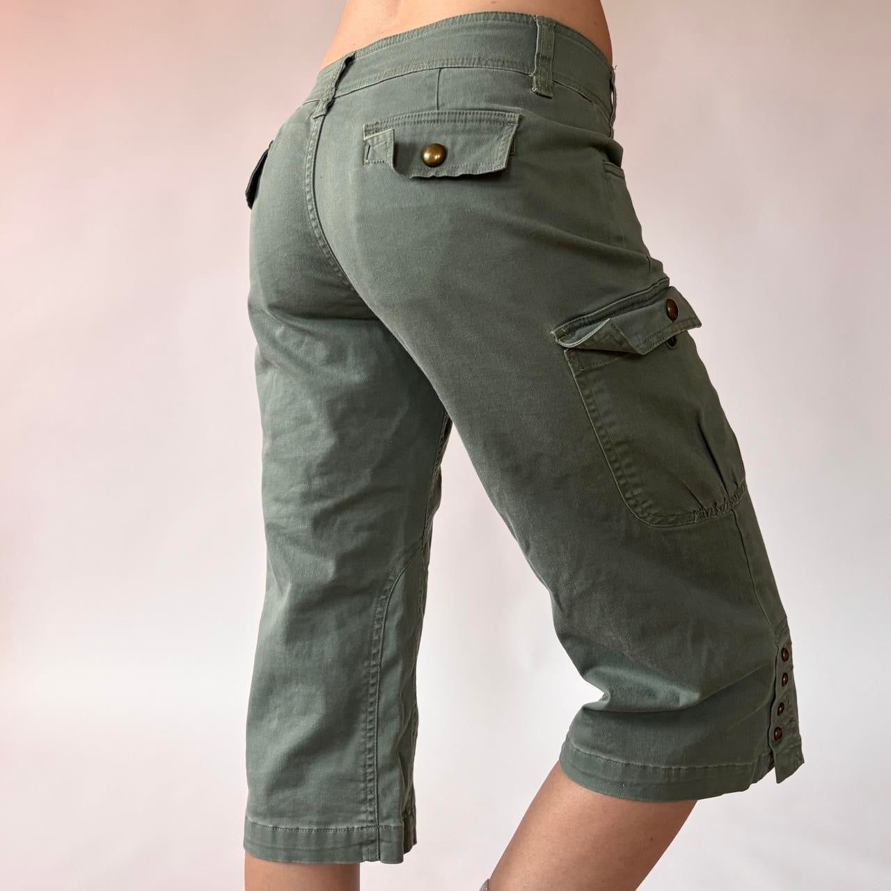 Y2K Olive Cargo Capris (XS/S)