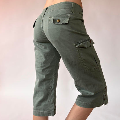 Y2K Olive Cargo Capris (XS/S)