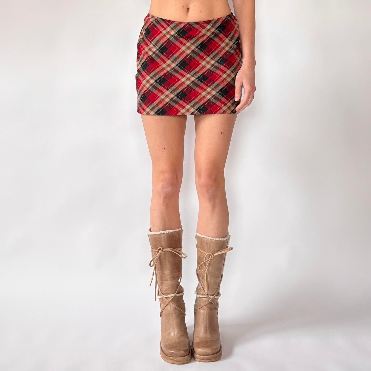 90s Plaid Mini Skirt (XS)