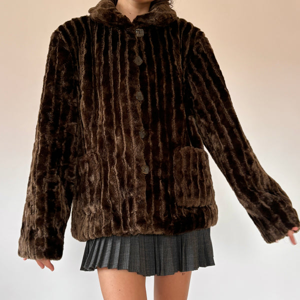 90s Furry Brown Coat (XL)