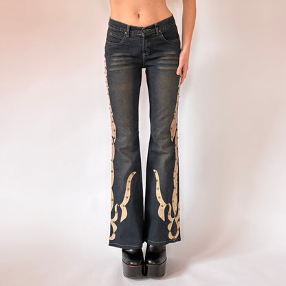 Y2K Embellished Flare Jeans (S)