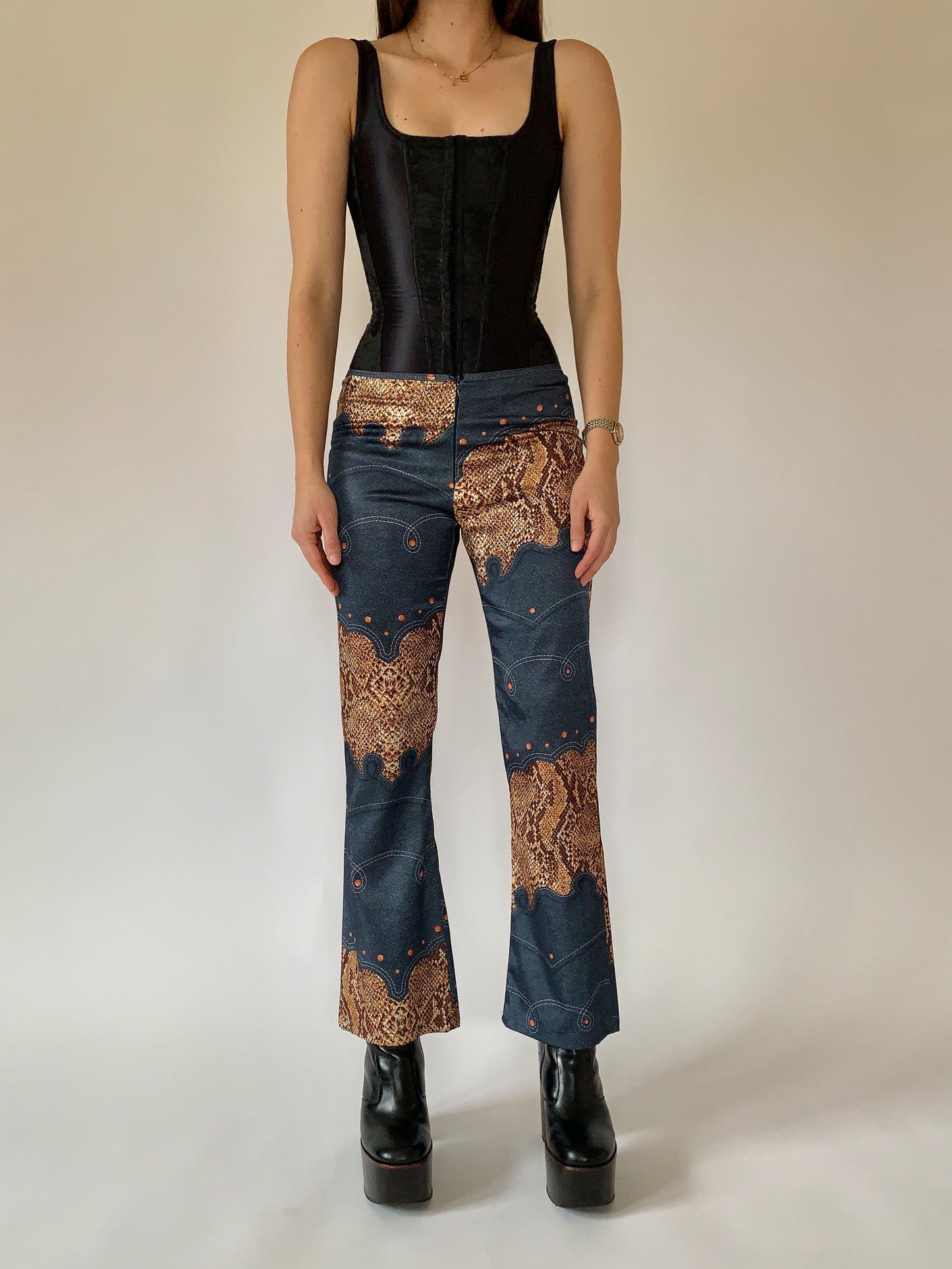 Vintage Snake & Denim Print Pants - S/M