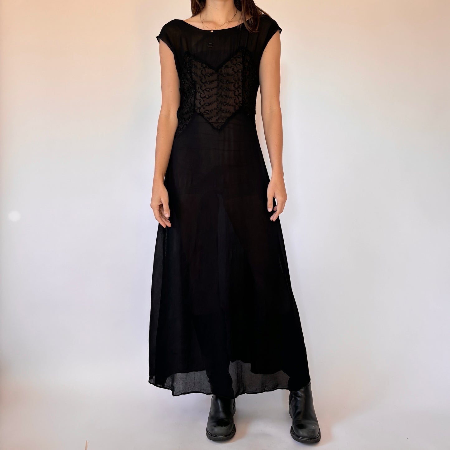 50s Sheer Noir Dress (S)