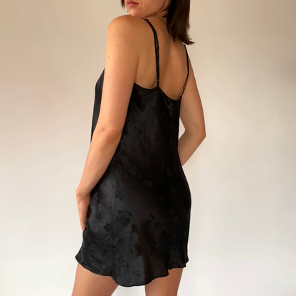 90s Noir Silk Slip (M)