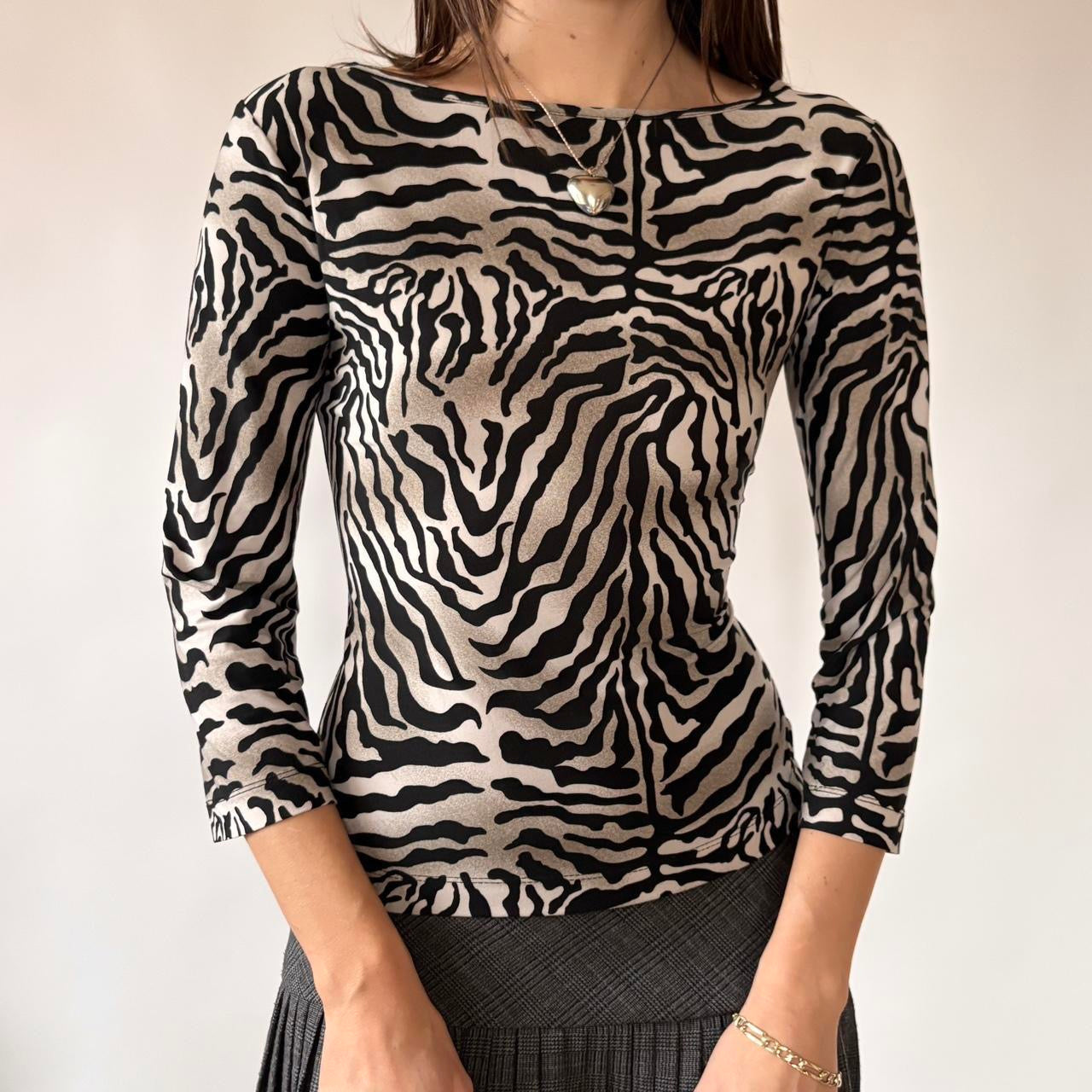 Y2K Animal Print Top (S/M)