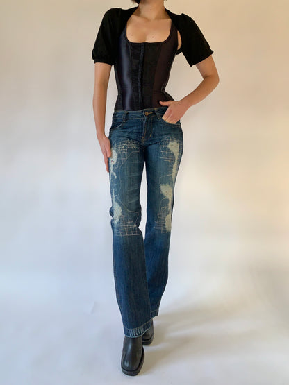 Y2K Distressed Jeans - XS
