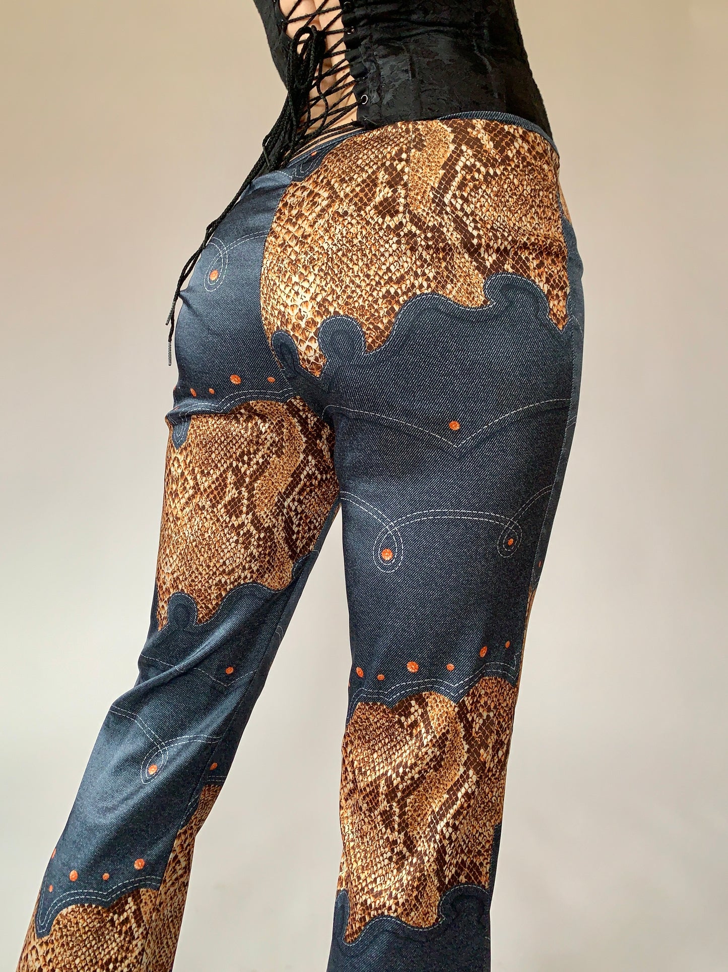 Vintage Snake & Denim Print Pants - S/M