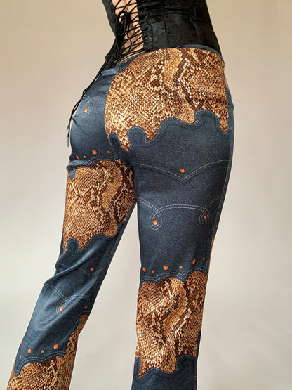 Vintage Snake & Denim Print Pants - S/M