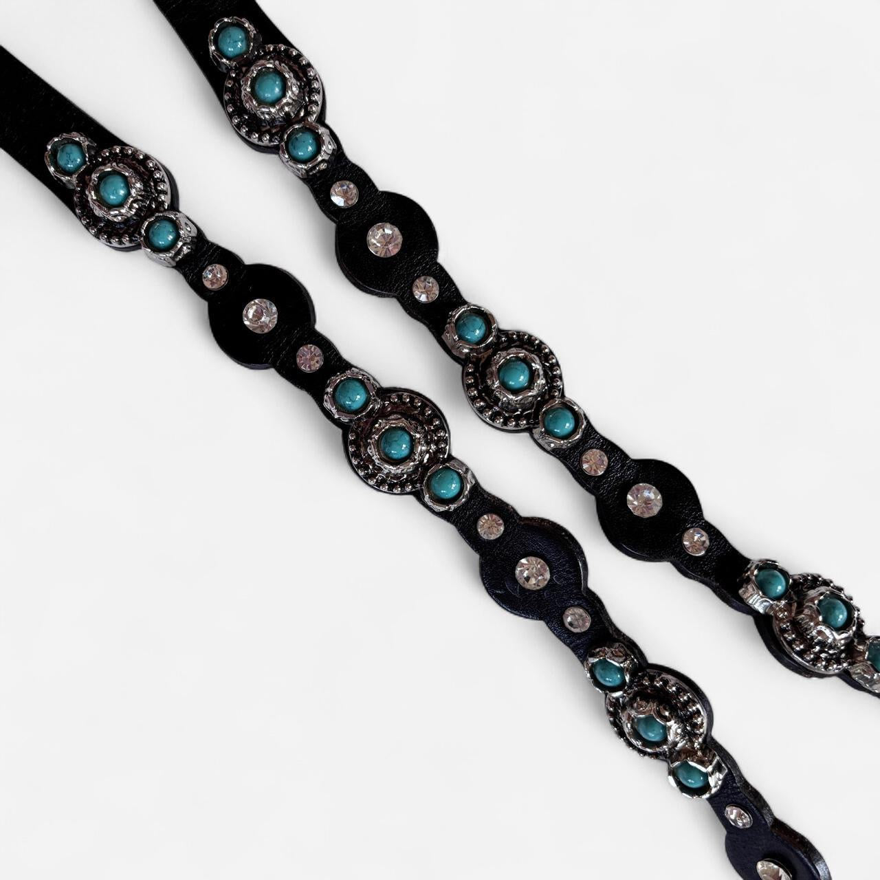 Embellished Stone Leather Belt
