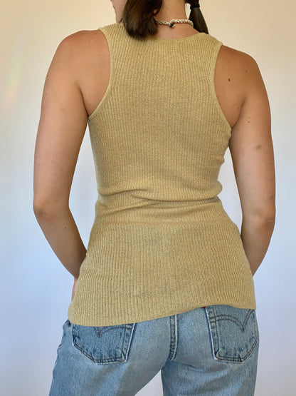 Y2K Gold Ribbed Tank