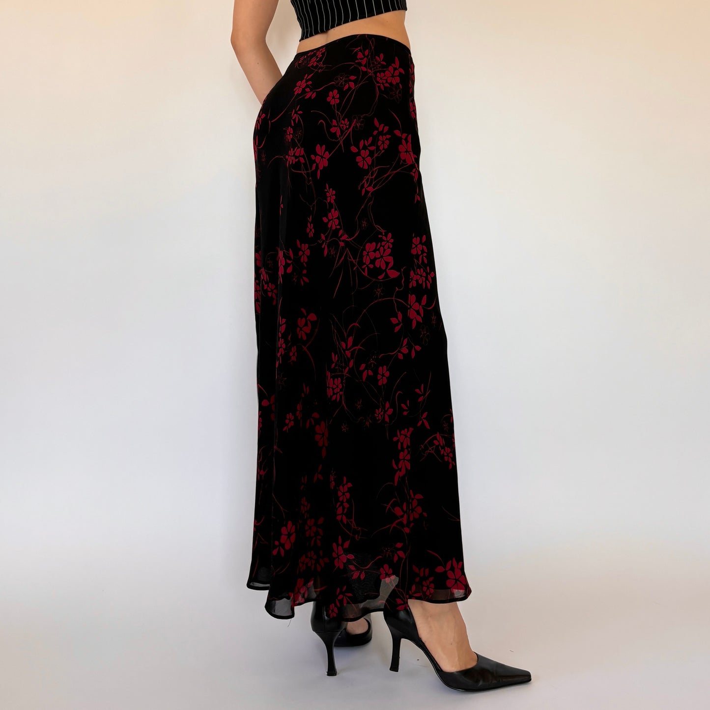 90s Floral Maxi Skirt (XS/S)