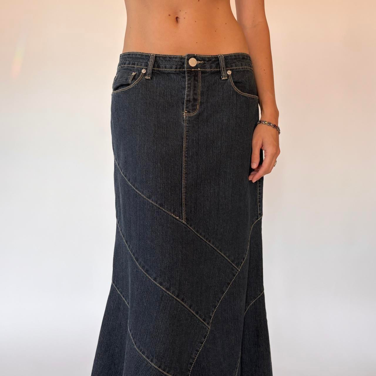 Y2K Dark Wash Denim Maxi Skirt (M)