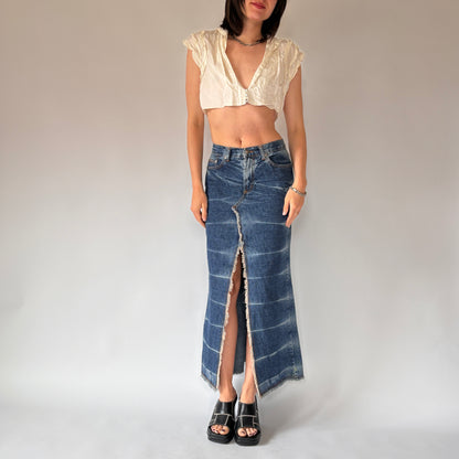 Y2K Denim Maxi Skirt (XS)