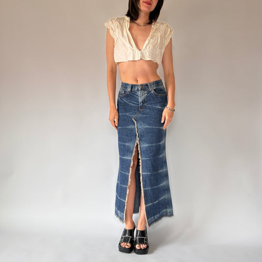 Y2K Denim Maxi Skirt (XS)