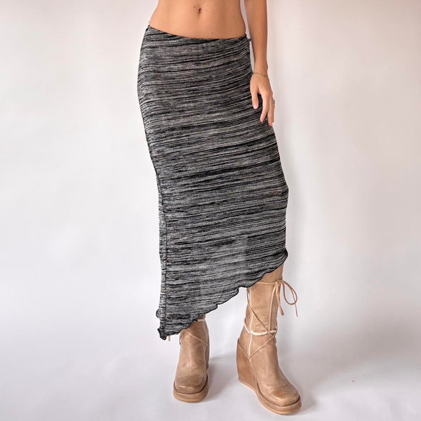 Y2K Asymmetrical Knit Skirt (S)