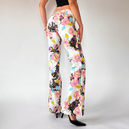 Y2K Floral Print Flares (XS)