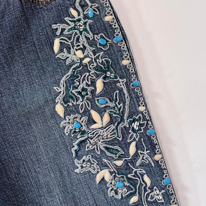Y2K Beaded Jeans (S/M)
