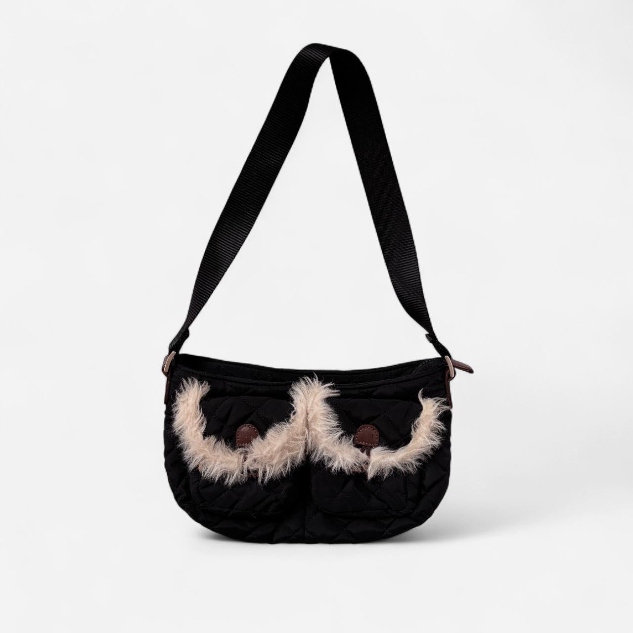 Y2K Furry Quilted Shoulder Bag