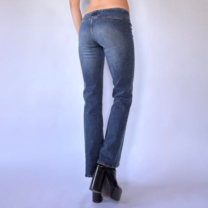 Y2K O-Ring Belted Low Rise Jeans (XS)