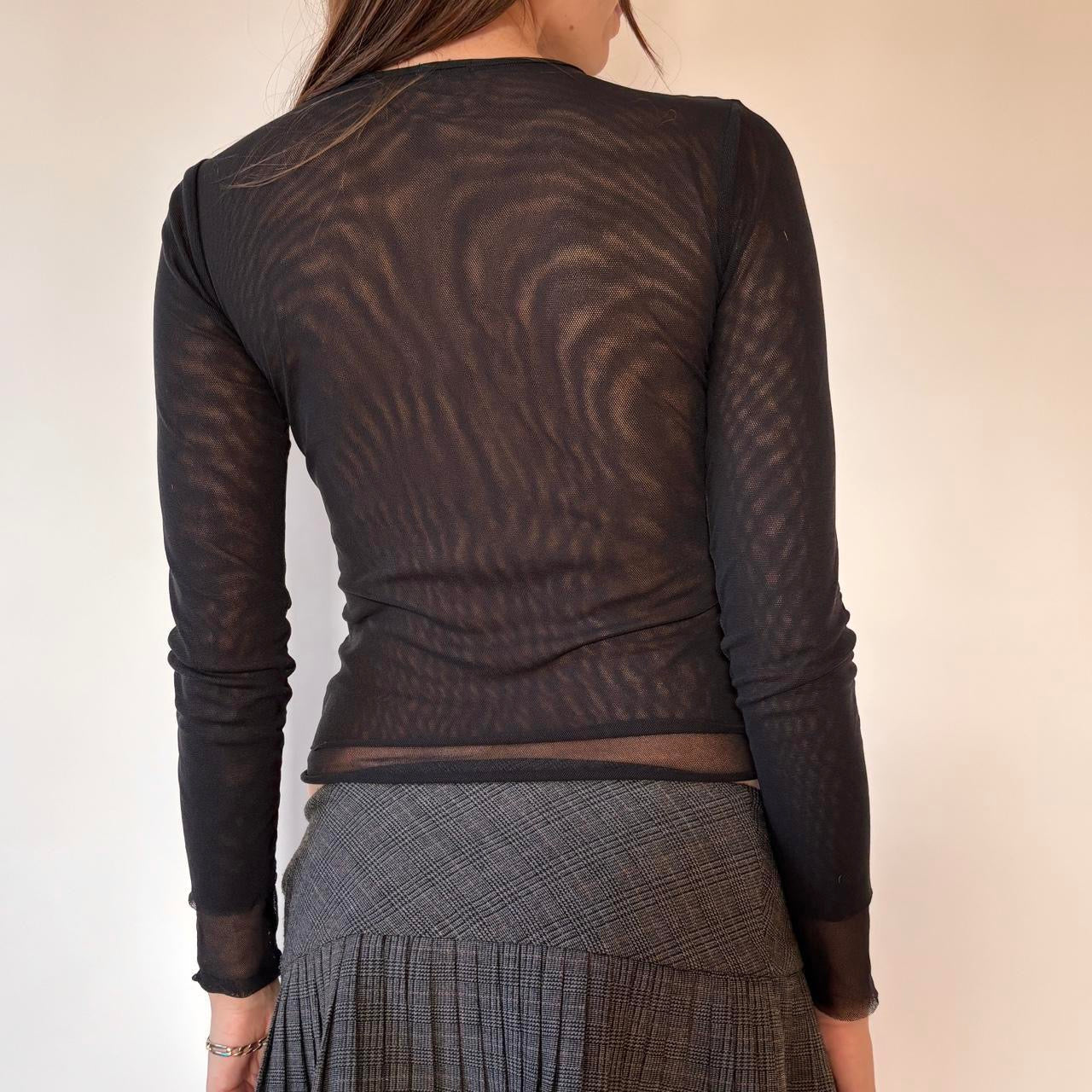 Benetton Graphic Mesh Longsleeve Top (XS)