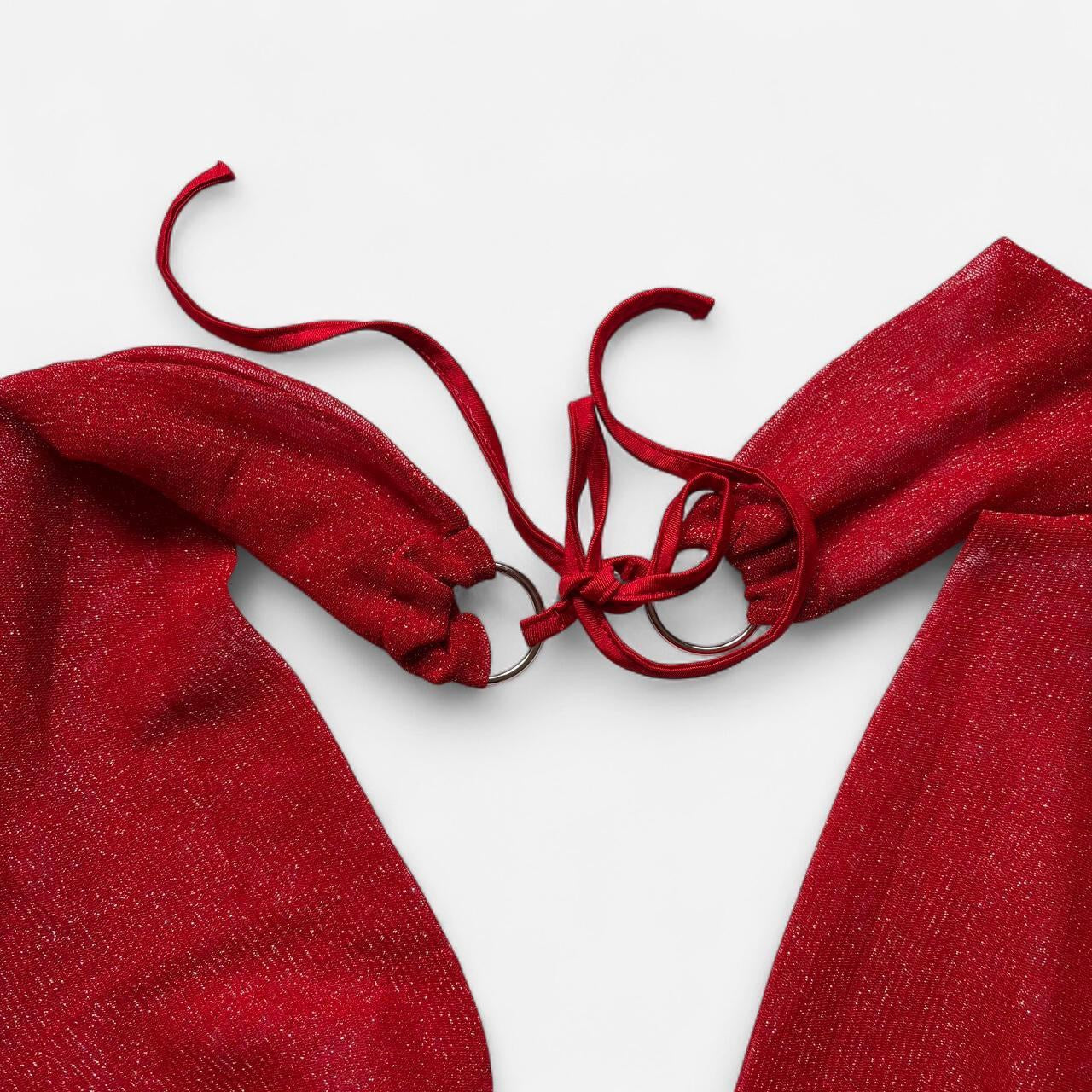 Cowl Neck Glittery Mesh Halter (L/XL)