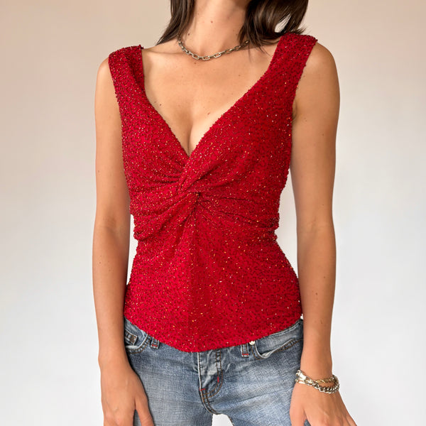 90s Cherry Beaded Top (M/L)