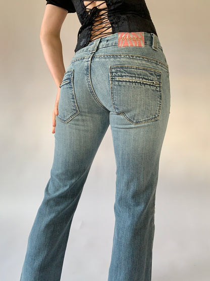 Y2K Floral Embroidered Jeans - Small