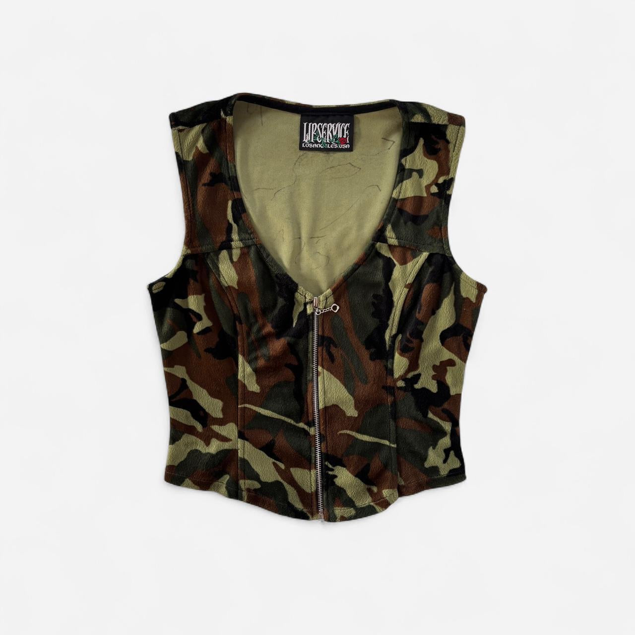 90s Lip Service Fuzzy Camo Top (S/M)